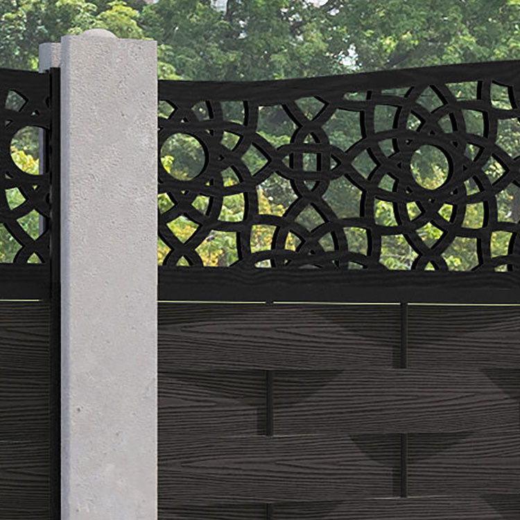 Ripple Ambar Curved Top Fence Panel - Dark Oak - for existing concrete posts