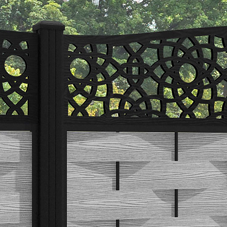 Ripple Ambar Curved Top Fence Panel - Light Grey - with our composite posts