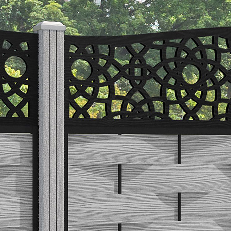 Ripple Ambar Curved Top Fence Panel - Light Grey - with our composite posts