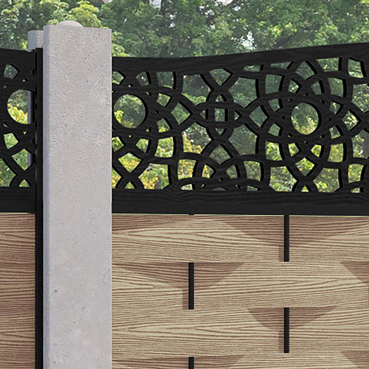 Ripple Ambar Curved Top Fence Panel - Light Oak - for existing concrete posts