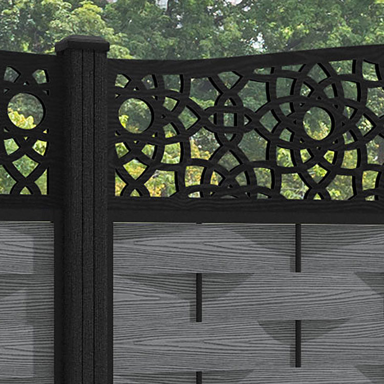 Ripple Ambar Curved Top Fence Panel - Mid Grey - with our composite posts