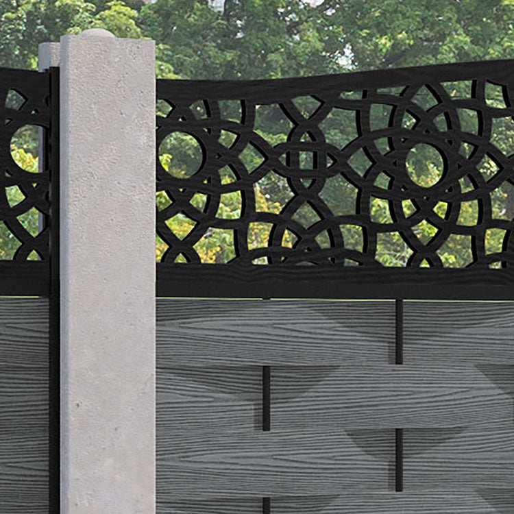 Ripple Ambar Curved Top Fence Panel - Mid Grey - for existing concrete posts