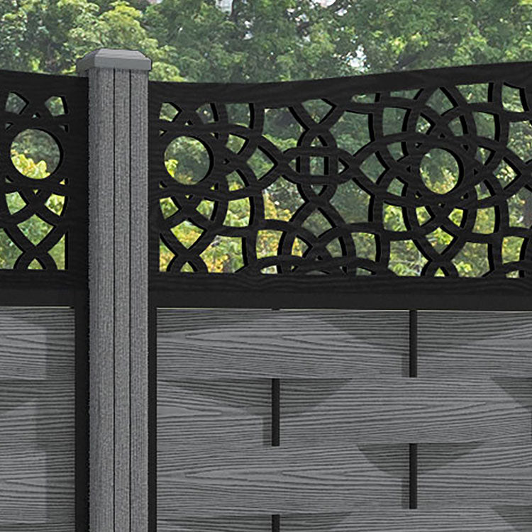 Ripple Ambar Curved Top Fence Panel - Mid Grey - with our composite posts