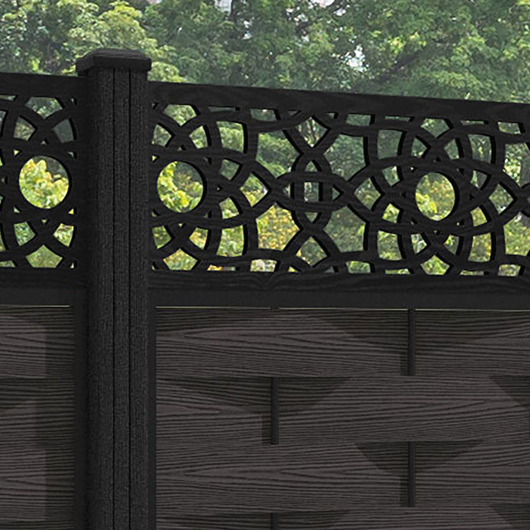 Ripple Ambar Fence Panel - Dark Oak - with our composite posts