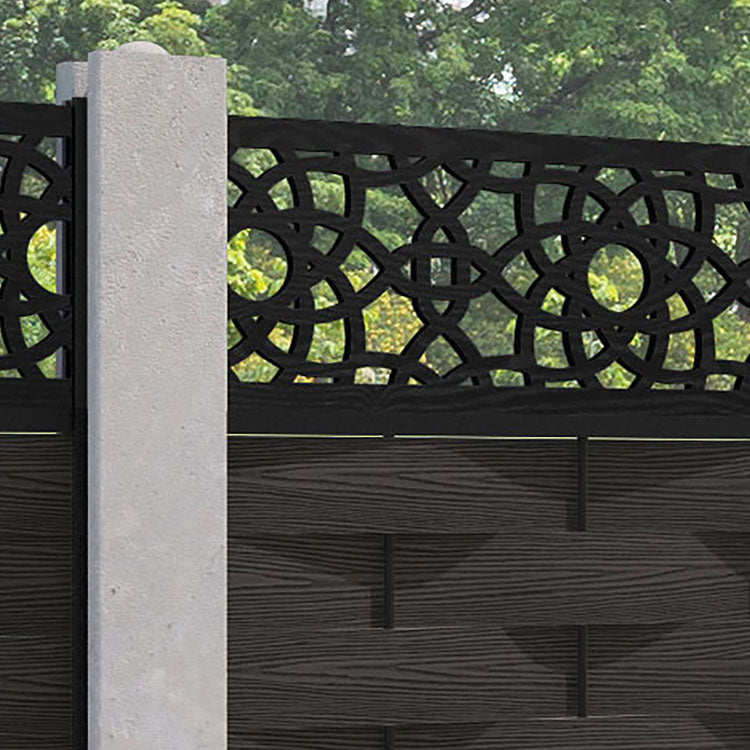 Ripple Ambar Fence Panel - Dark Oak - for existing concrete posts