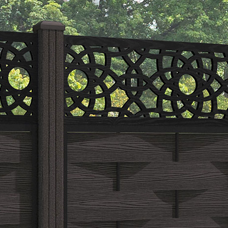 Ripple Ambar Fence Panel - Dark Oak - with our composite posts