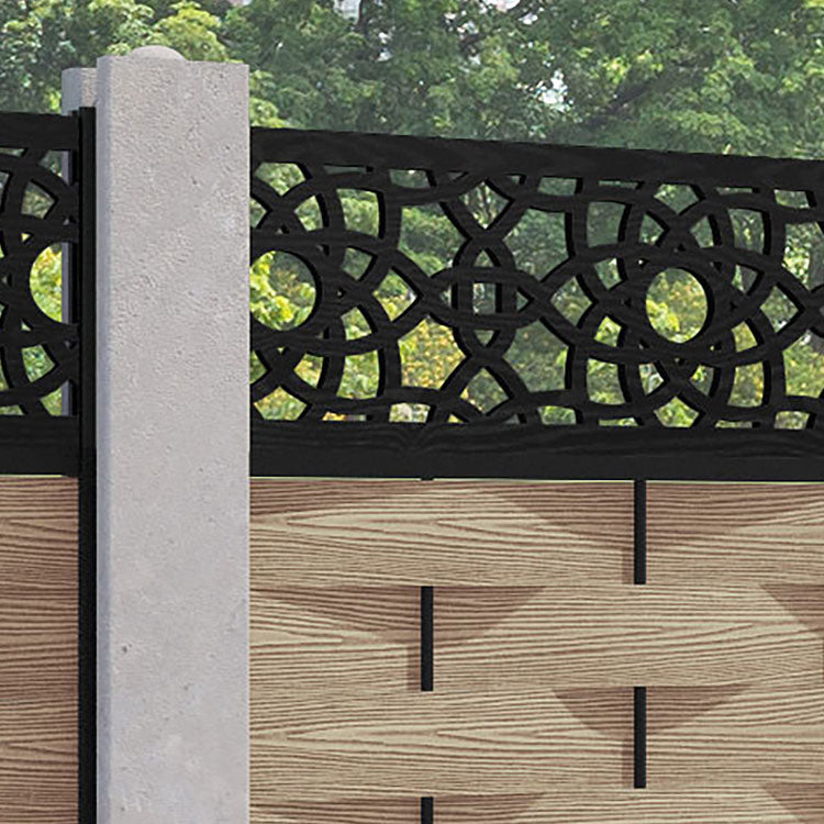 Ripple Ambar Fence Panel - Light Oak - for existing concrete posts