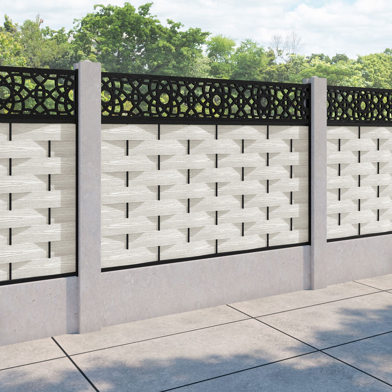 Ripple Ambar Fence Panel - Light Stone - for existing concrete posts
