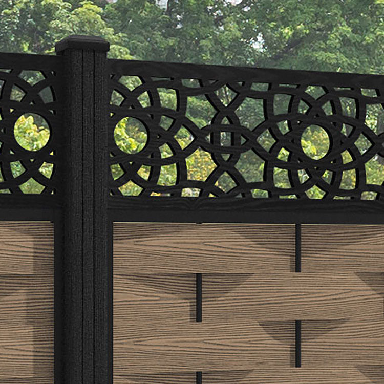 Ripple Ambar Fence Panel - Teak - with our composite posts