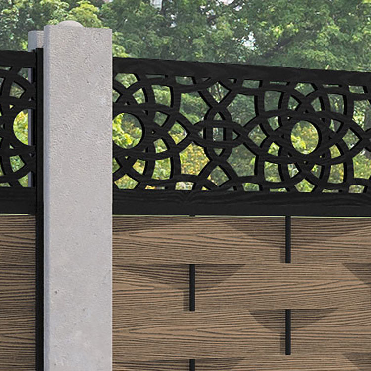 Ripple Ambar Fence Panel - Teak - for existing concrete posts