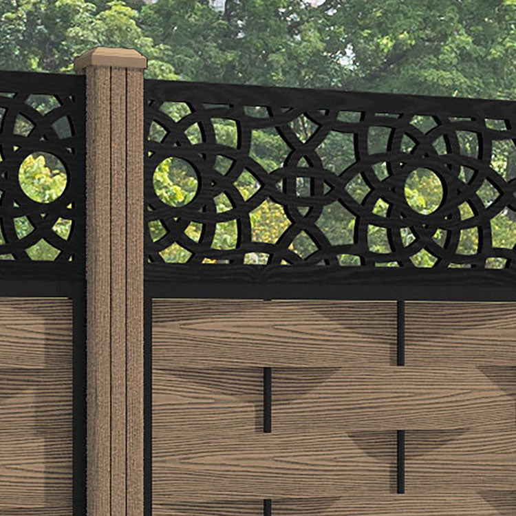 Ripple Ambar Fence Panel - Teak - with our composite posts