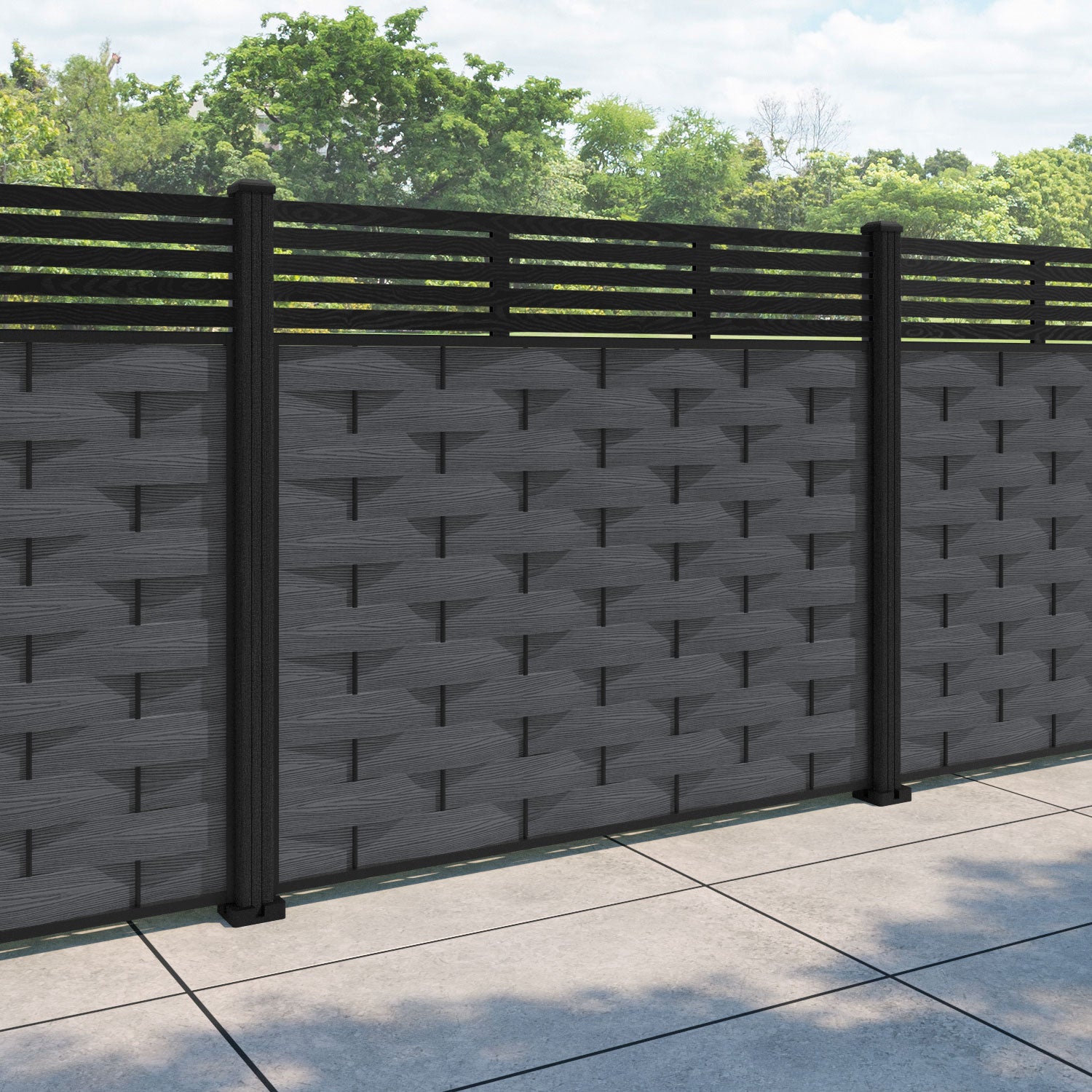 Ripple Aspen Fence Panel - Dark Grey - with our composite posts