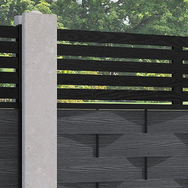 Ripple Aspen Fence Panel - Dark Grey - for existing concrete posts