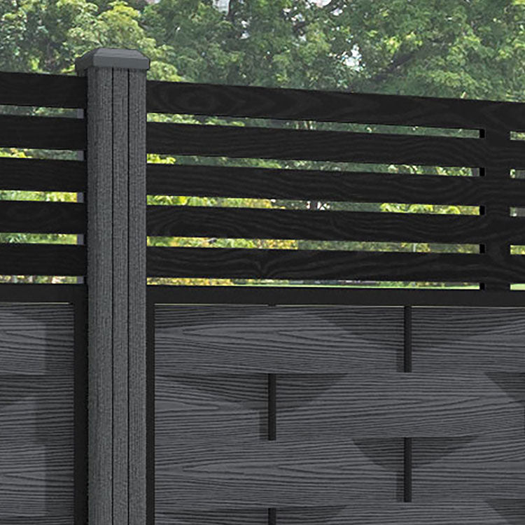 Ripple Aspen Fence Panel - Dark Grey - with our composite posts