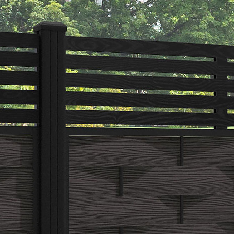 Ripple Aspen Fence Panel - Dark Oak - with our aluminium posts