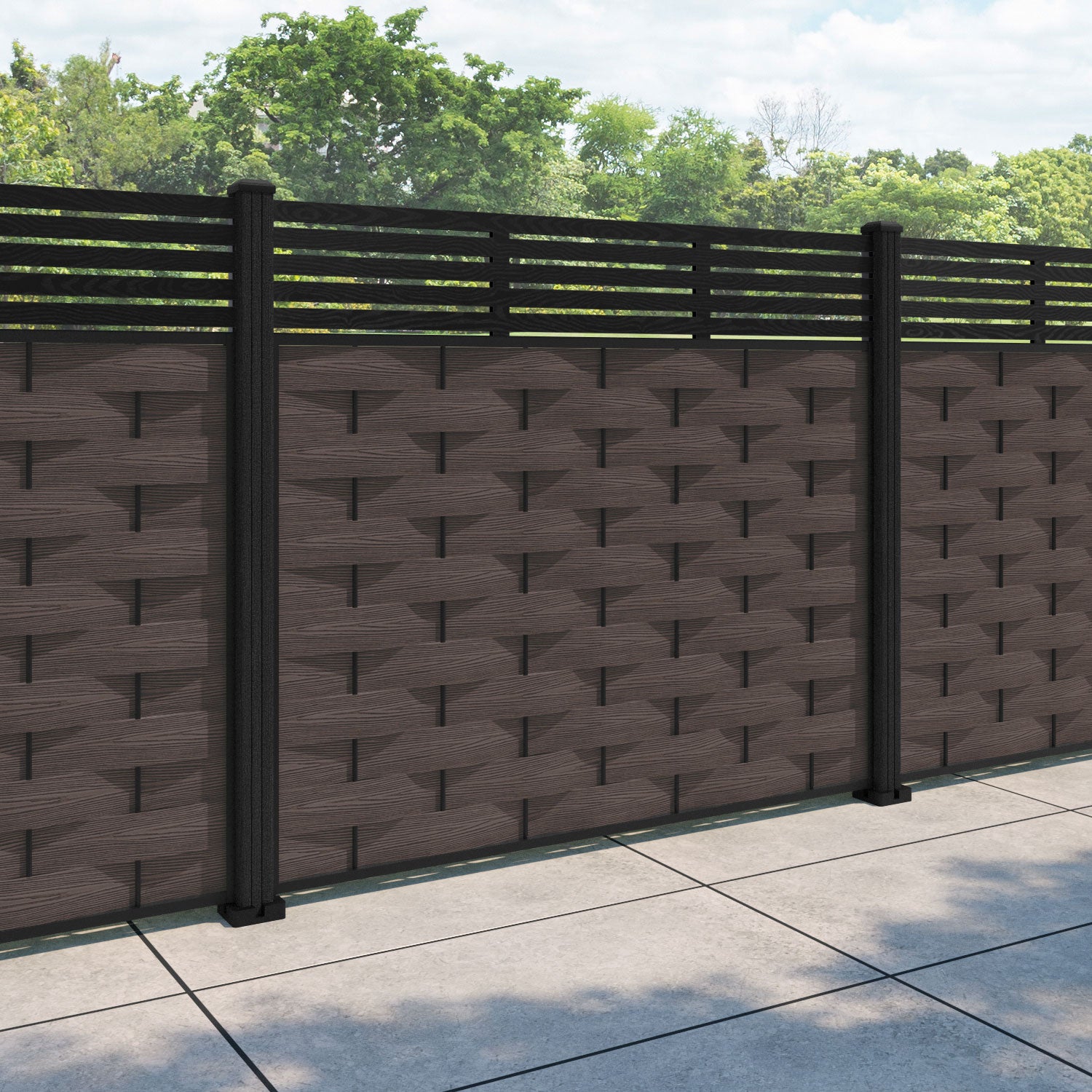 Ripple Aspen Fence Panel - Mid Brown - with our composite posts