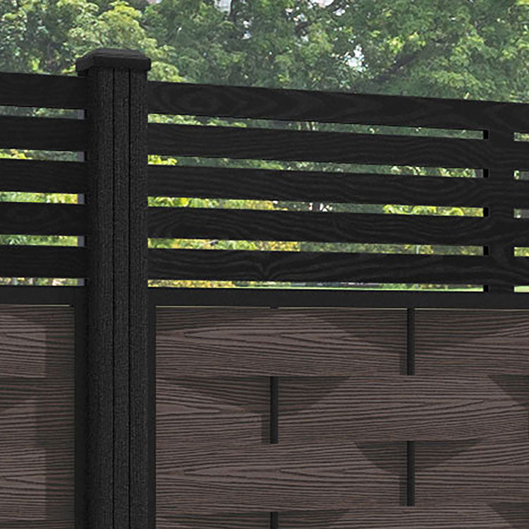 Ripple Aspen Fence Panel - Mid Brown - with our composite posts
