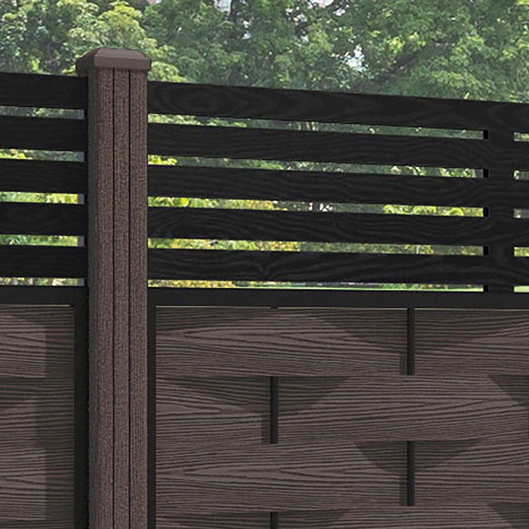 Ripple Aspen Fence Panel - Mid Brown - with our composite posts