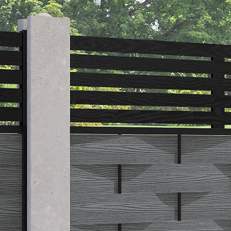 Ripple Aspen Fence Panel - Mid Grey - for existing concrete posts