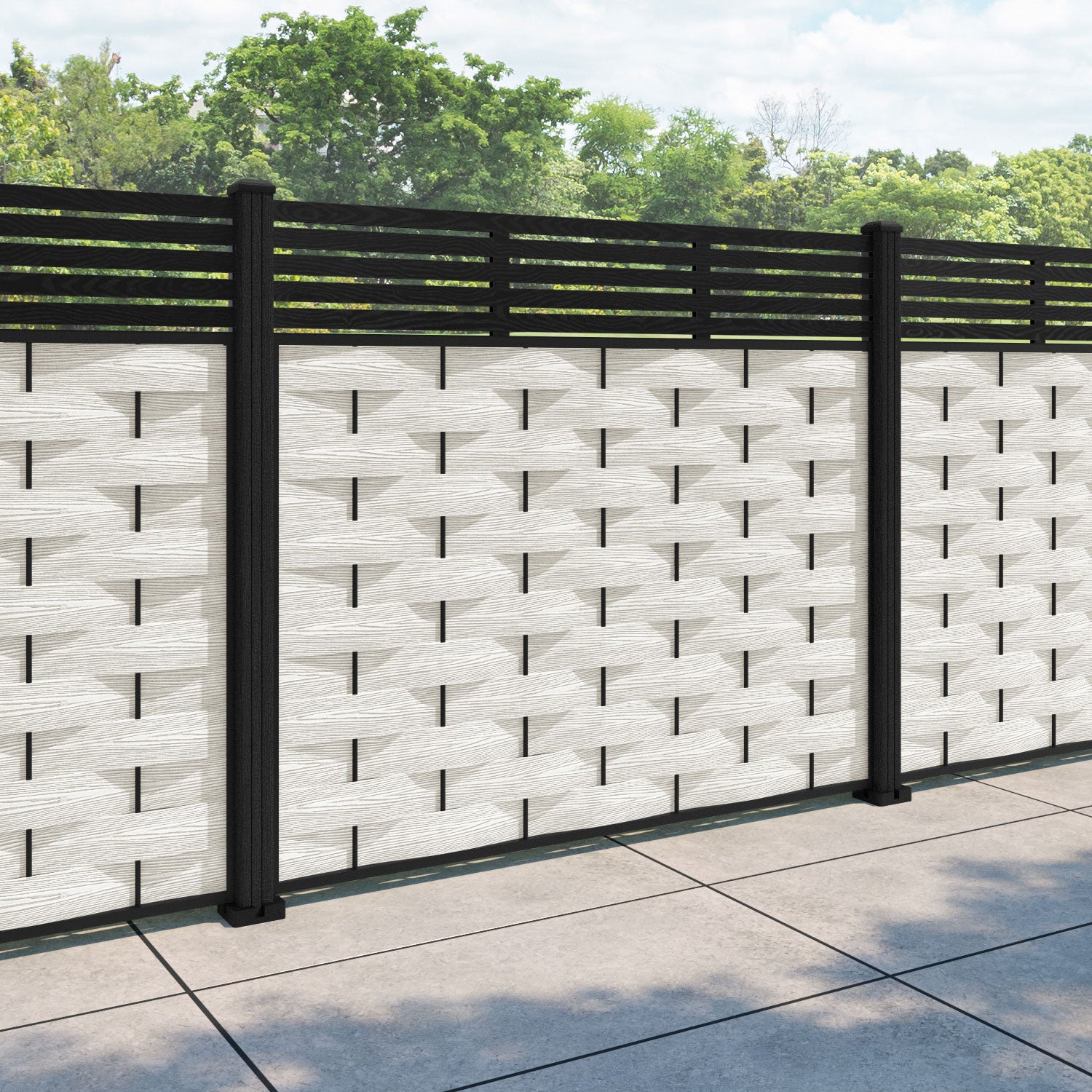 Ripple Aspen Fence Panel - Light Stone - with our composite posts
