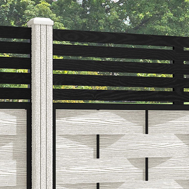Ripple Aspen Fence Panel - Light Stone - with our composite posts
