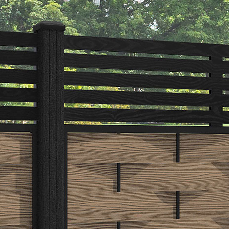 Ripple Aspen Fence Panel - Teak - with our composite posts