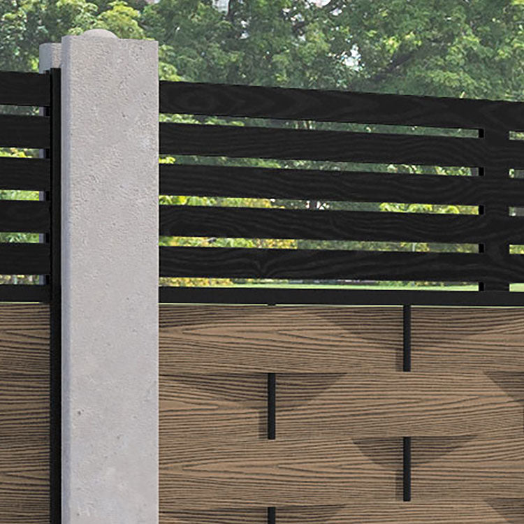 Ripple Aspen Fence Panel - Teak - for existing concrete posts