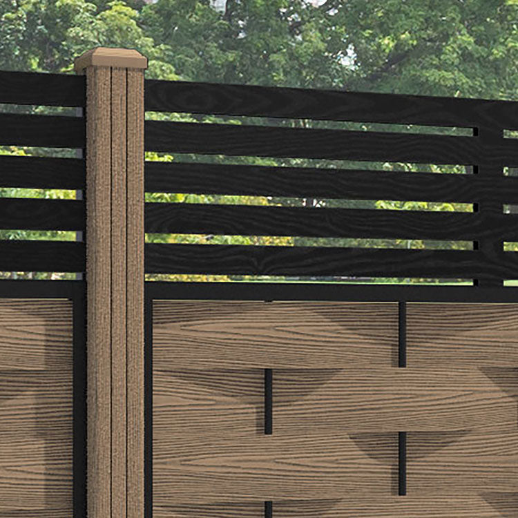 Ripple Aspen Fence Panel - Teak - with our composite posts
