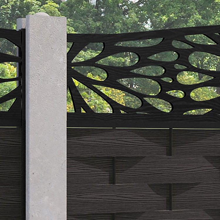 Ripple Blossom Curved Top Fence Panel - Dark Oak - for existing concrete posts