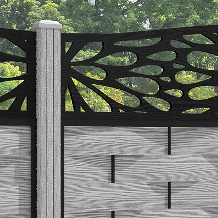 Ripple Blossom Curved Top Fence Panel - Light Grey - with our composite posts