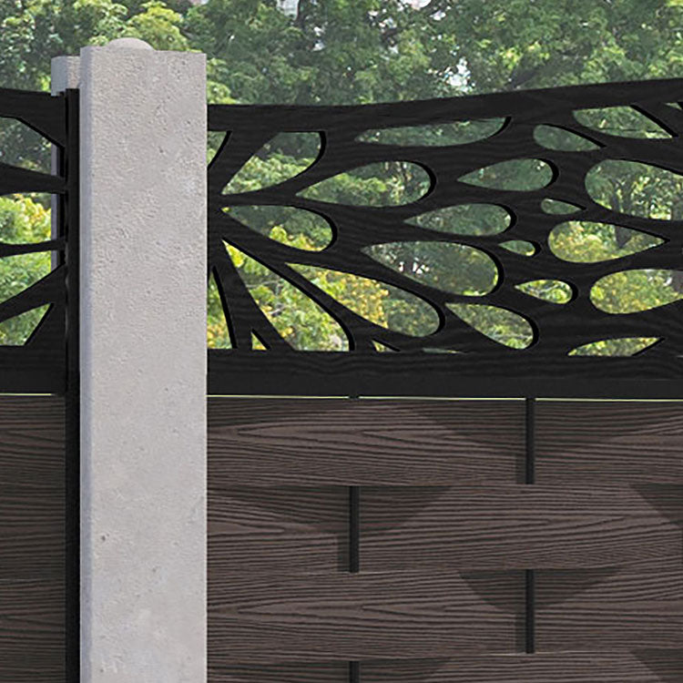 Ripple Blossom Curved Top Fence Panel - Mid Brown - for existing concrete posts