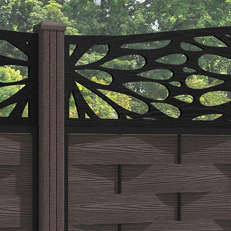 Ripple Blossom Curved Top Fence Panel - Mid Brown - with our composite posts