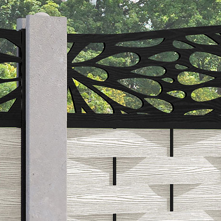 Ripple Blossom Curved Top Fence Panel - Light Stone - for existing concrete posts