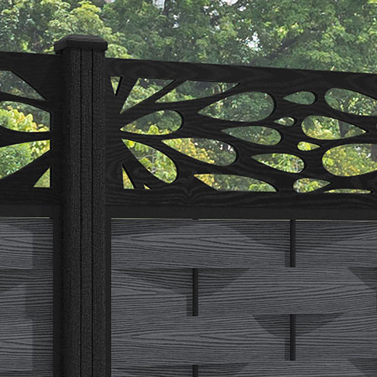 Ripple Blossom Fence Panel - Dark Grey - with our composite posts