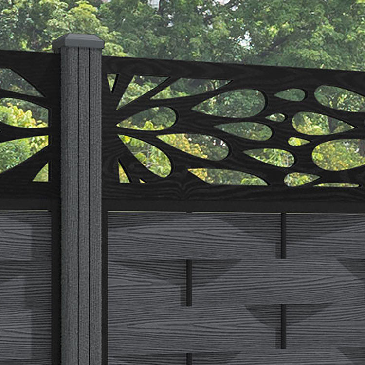Ripple Blossom Fence Panel - Dark Grey - with our composite posts