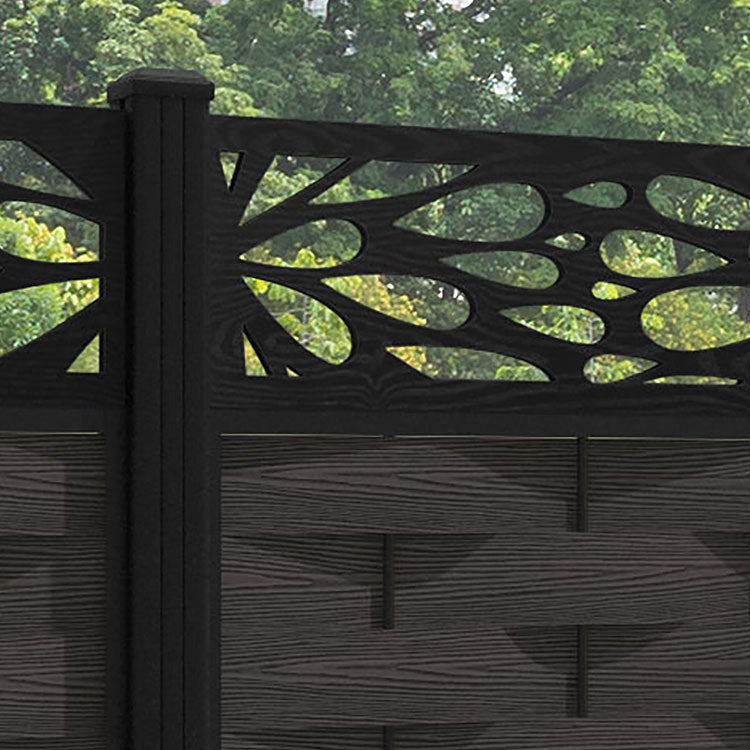Ripple Blossom Fence Panel - Dark Oak - with our aluminium posts