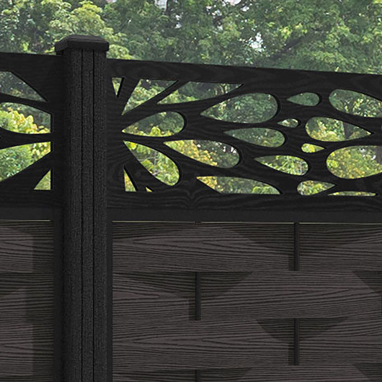 Ripple Blossom Fence Panel - Dark Oak - with our composite posts