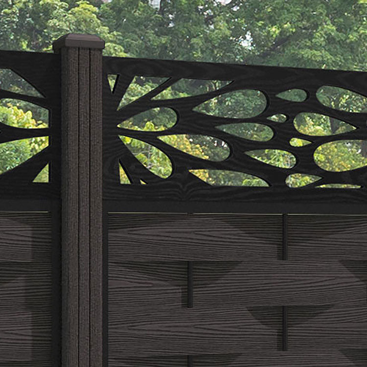 Ripple Blossom Fence Panel - Dark Oak - with our composite posts