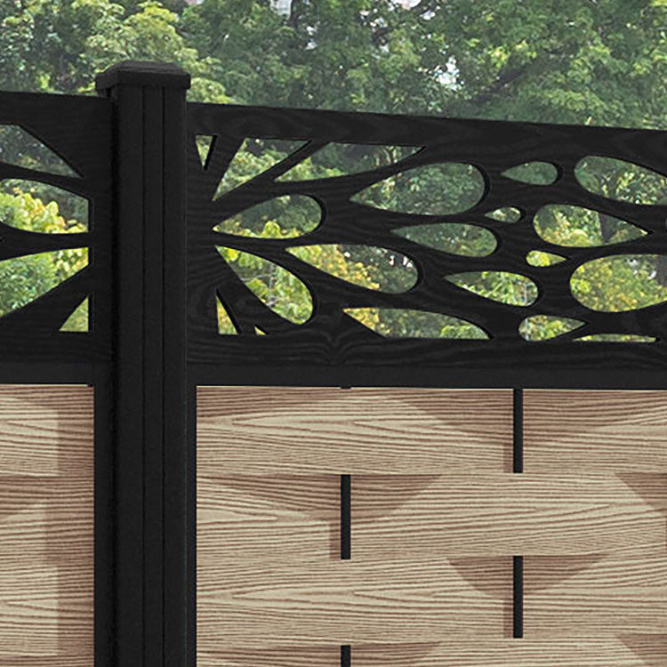 Ripple Blossom Fence Panel - Light Oak - with our aluminium posts