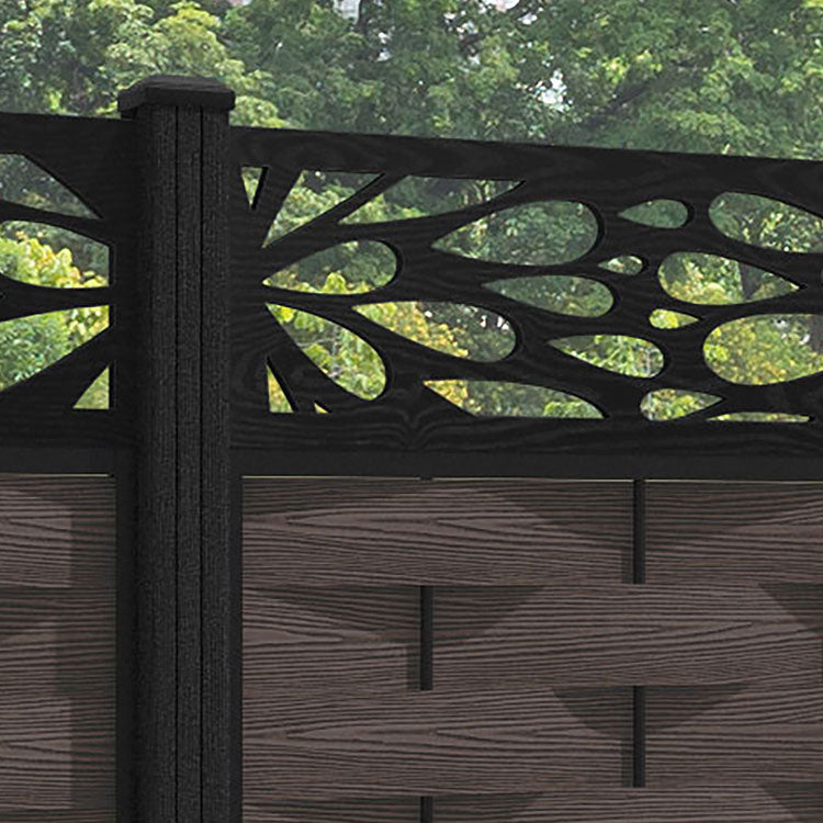 Ripple Blossom Fence Panel - Mid Brown - with our composite posts