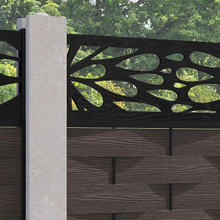 Ripple Blossom Fence Panel - Mid Brown - for existing concrete posts