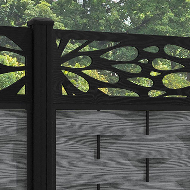 Ripple Blossom Fence Panel - Mid Grey - with our aluminium posts
