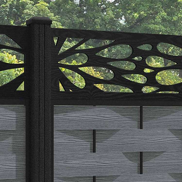 Ripple Blossom Fence Panel - Mid Grey - with our composite posts