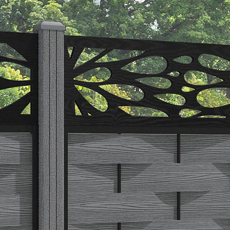 Ripple Blossom Fence Panel - Mid Grey - with our composite posts