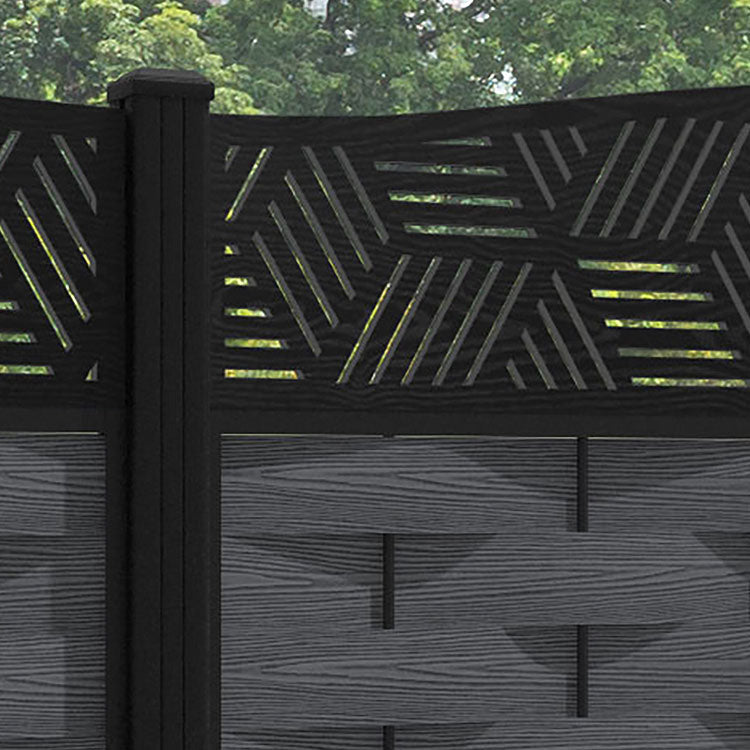 Ripple Cubed Curved Top Fence Panel - Dark Grey - with our aluminium posts