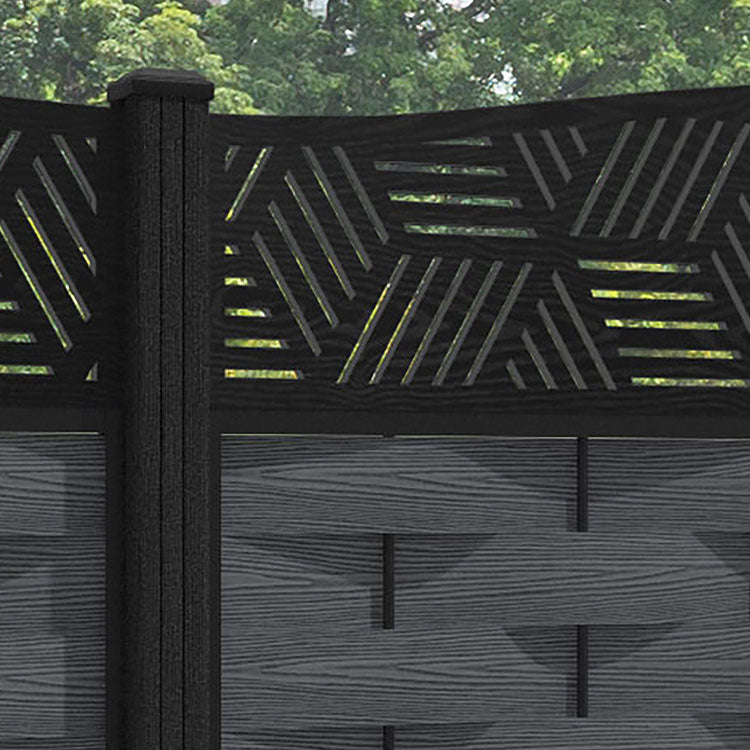 Ripple Cubed Curved Top Fence Panel - Dark Grey - with our composite posts
