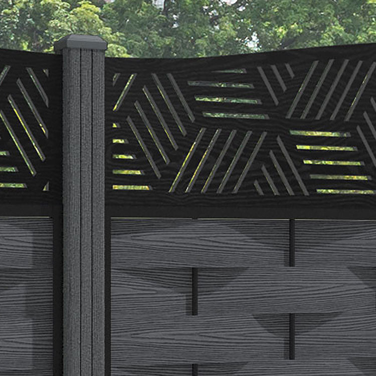 Ripple Cubed Curved Top Fence Panel - Dark Grey - with our composite posts