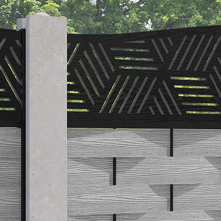 Ripple Cubed Curved Top Fence Panel - Light Grey - for existing concrete posts