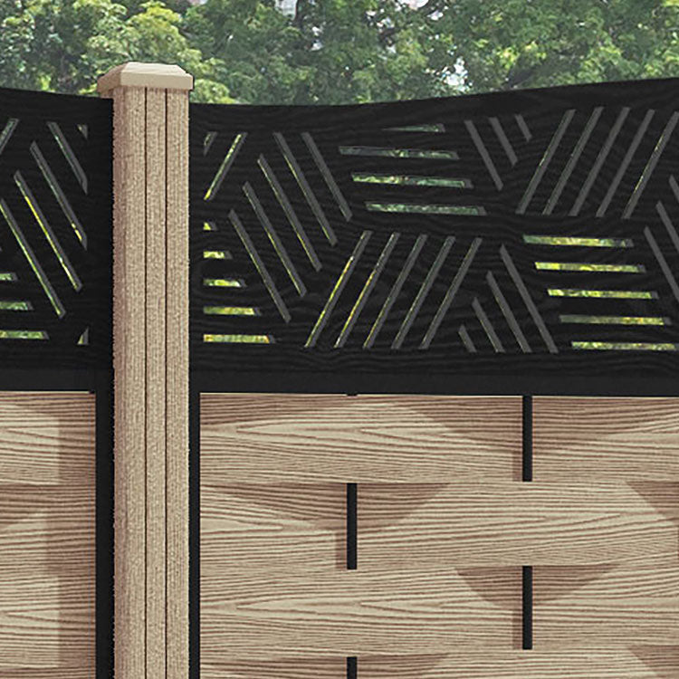 Ripple Cubed Curved Top Fence Panel - Light Oak - with our composite posts