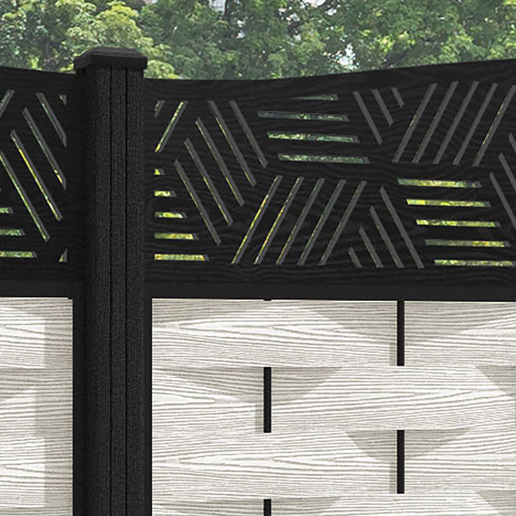 Ripple Cubed Curved Top Fence Panel - Light Stone - with our composite posts
